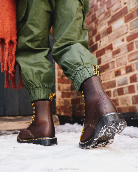 Dr. Martens apavi sievietes brūns sniega tīrītājs 1460 pascal dm ziemas rokturi ādas šņorzābaki LHJP171