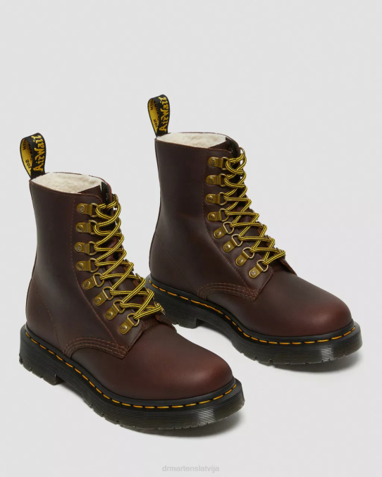 Dr. Martens apavi sievietes brūns sniega tīrītājs 1460 pascal dm ziemas rokturi ādas šņorzābaki LHJP171