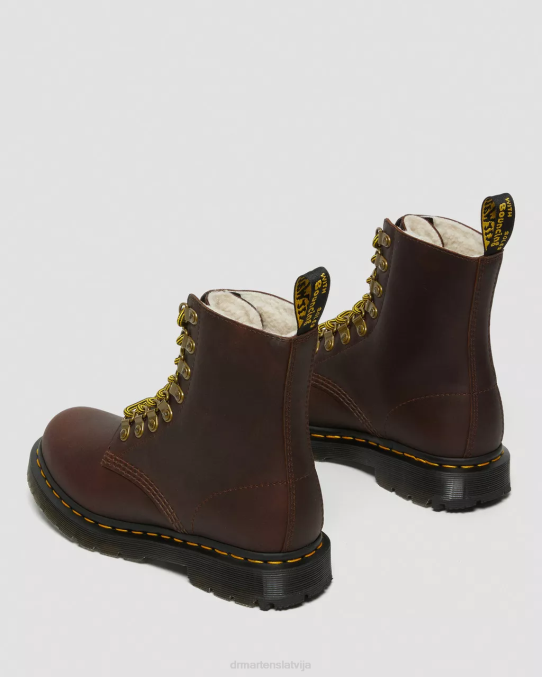 Dr. Martens apavi sievietes brūns sniega tīrītājs 1460 pascal dm ziemas rokturi ādas šņorzābaki LHJP171