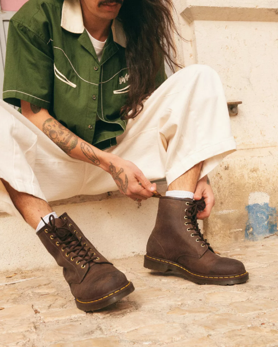 Dr. Martens apavi sievietes brūns trakais zirgs 1460 trako zirgu ādas šņorzābaki LHJP56