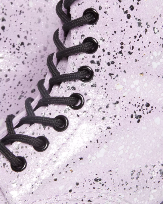 Dr. Martens apavi sievietes ceriņi metāliska krāsa šļakatu zamšāda 1460 metāliski šļakatas zamšādas šņorzābaki LHJP174