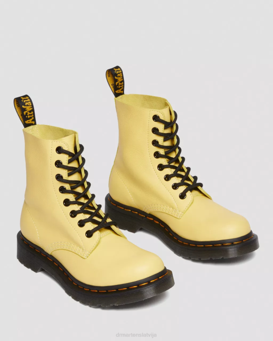 Dr. Martens apavi sievietes citrondzeltenā Virdžīnija 1460 pascal melni cilpiņu šņorzābaki LHJP145