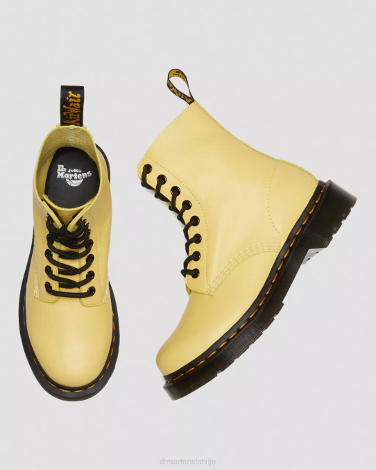 Dr. Martens apavi sievietes citrondzeltenā Virdžīnija 1460 pascal melni cilpiņu šņorzābaki LHJP145