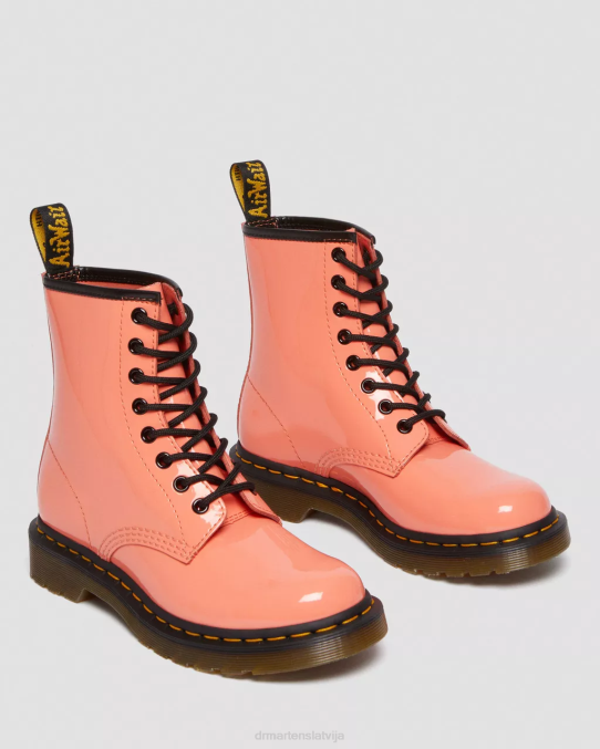 Dr. Martens apavi sievietes coral lucido & patent lamper 1460 lakādas šņorzābaki LHJP135