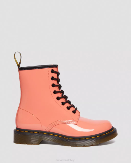 Dr. Martens apavi sievietes coral lucido & patent lamper 1460 lakādas šņorzābaki LHJP135