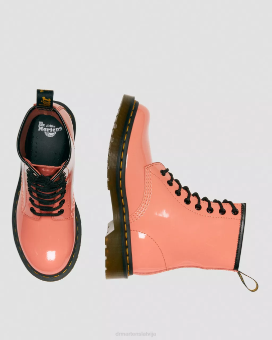 Dr. Martens apavi sievietes coral lucido & patent lamper 1460 lakādas šņorzābaki LHJP135
