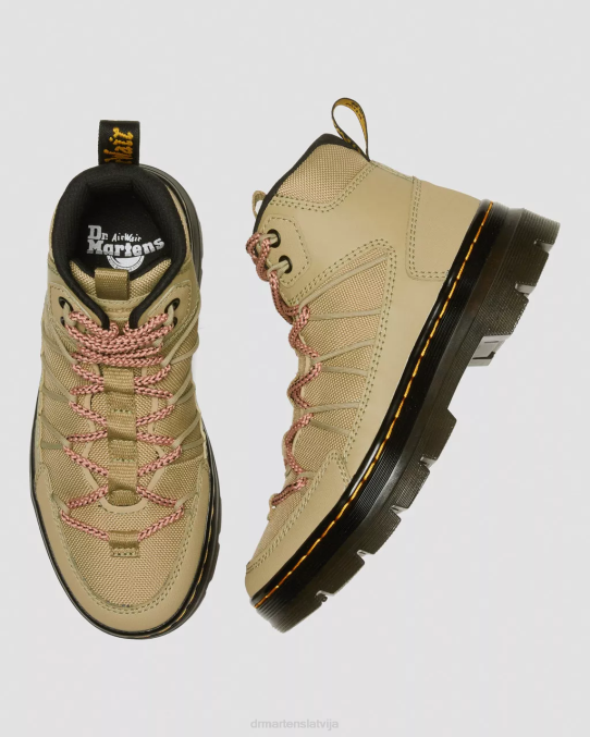 Dr. Martens apavi sievietes gaiši olīvu ajax & īpaši izturīgs un hidro buwick īpaši stingri šņorējami komunālie zābaki LHJP160