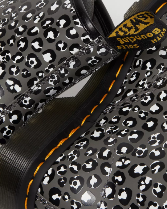 Dr. Martens apavi sievietes gunmetāla gluda 1460 leoparda gludas ādas šņorzābaki LHJP127