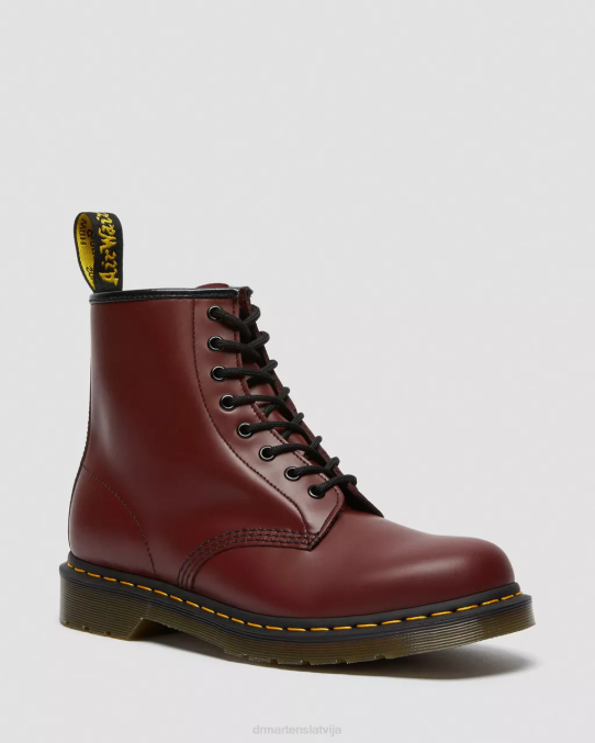 Dr. Martens apavi sievietes ķiršu sarkans gluds 1460 gludas ādas šņorzābaki LHJP60