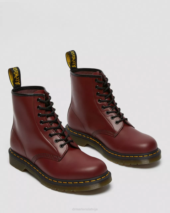 Dr. Martens apavi sievietes ķiršu sarkans gluds 1460 gludas ādas šņorzābaki LHJP60