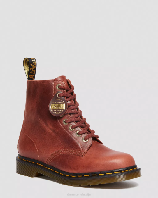 Dr. Martens apavi sievietes kokmateriālu brūns denveras veg iedegums 1460 paskāls, izgatavots Anglijā, denveras ādas šņorzābaki LHJP165