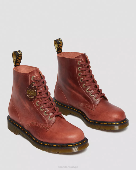 Dr. Martens apavi sievietes kokmateriālu brūns denveras veg iedegums 1460 paskāls, izgatavots Anglijā, denveras ādas šņorzābaki LHJP165