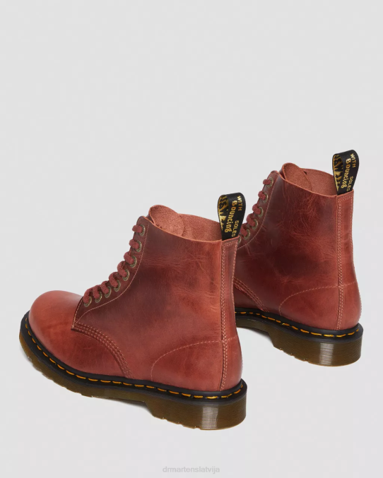 Dr. Martens apavi sievietes kokmateriālu brūns denveras veg iedegums 1460 paskāls, izgatavots Anglijā, denveras ādas šņorzābaki LHJP165