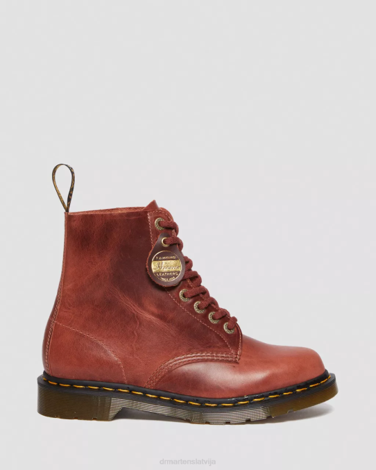 Dr. Martens apavi sievietes kokmateriālu brūns denveras veg iedegums 1460 paskāls, izgatavots Anglijā, denveras ādas šņorzābaki LHJP165