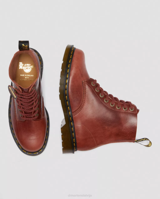 Dr. Martens apavi sievietes kokmateriālu brūns denveras veg iedegums 1460 paskāls, izgatavots Anglijā, denveras ādas šņorzābaki LHJP165