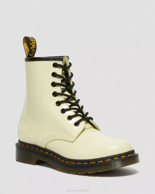 Dr. Martens apavi sievietes krēms lucido & patent lamper 1460 lakādas šņorzābaki LHJP154