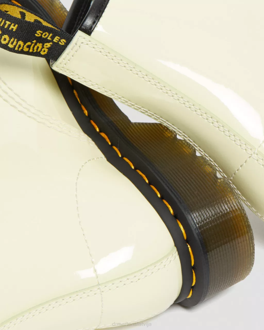 Dr. Martens apavi sievietes krēms lucido & patent lamper 1460 lakādas šņorzābaki LHJP154