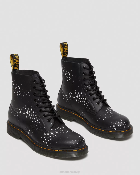 Dr. Martens apavi sievietes melna fantoma ziedu ēna backhand 1460 pascal stars ādas šņorzābaki LHJP114