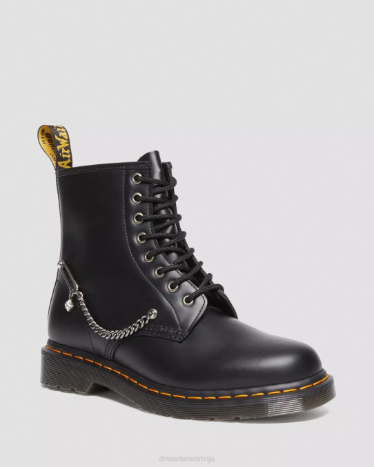 Dr. Martens apavi sievietes melna gluda 1460 swarovski ādas šņorzābaki LHJP73