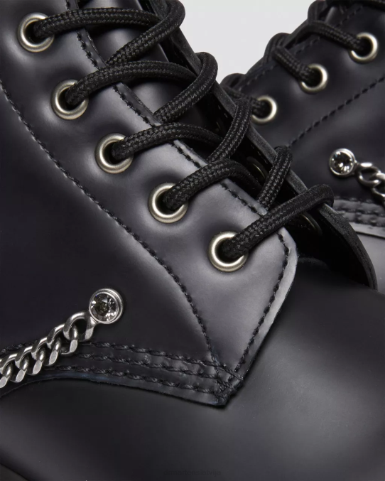 Dr. Martens apavi sievietes melna gluda 1460 swarovski ādas šņorzābaki LHJP73