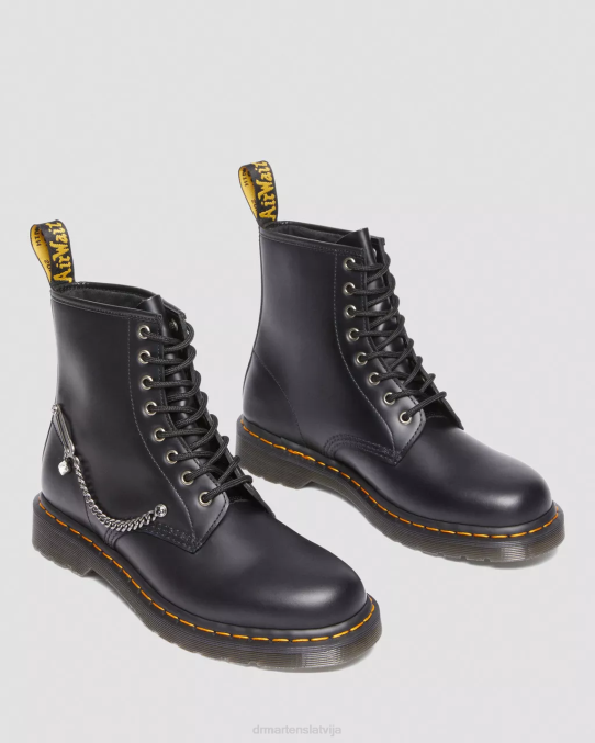 Dr. Martens apavi sievietes melna gluda 1460 swarovski ādas šņorzābaki LHJP73