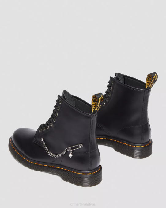 Dr. Martens apavi sievietes melna gluda 1460 swarovski ādas šņorzābaki LHJP73