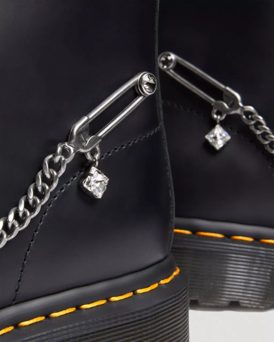 Dr. Martens apavi sievietes melna gluda 1460 swarovski ādas šņorzābaki LHJP73