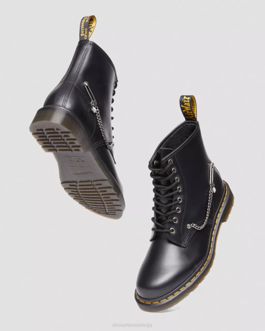 Dr. Martens apavi sievietes melna gluda 1460 swarovski ādas šņorzābaki LHJP73