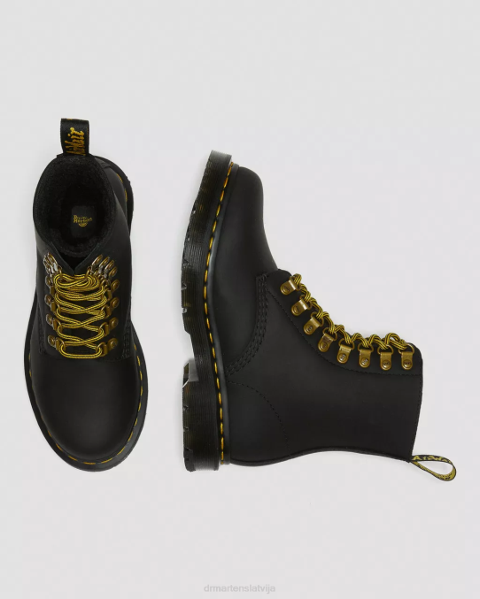 Dr. Martens apavi sievietes melnais sniega tīrītājs 1460 pascal dm ziemas rokturi ādas šņorzābaki LHJP156