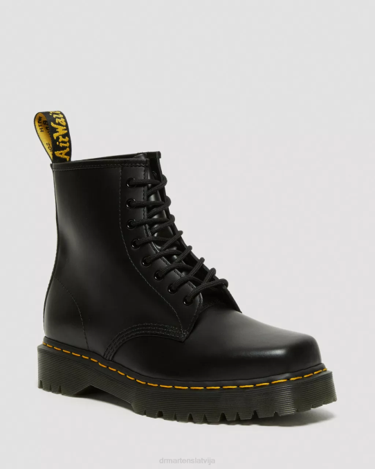 Dr. Martens apavi sievietes melni pulēti gludi 1460 Bex kvadrātveida purngals ādas šņorzābaki LHJP150