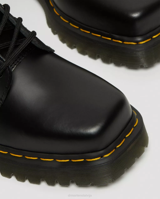 Dr. Martens apavi sievietes melni pulēti gludi 1460 Bex kvadrātveida purngals ādas šņorzābaki LHJP150