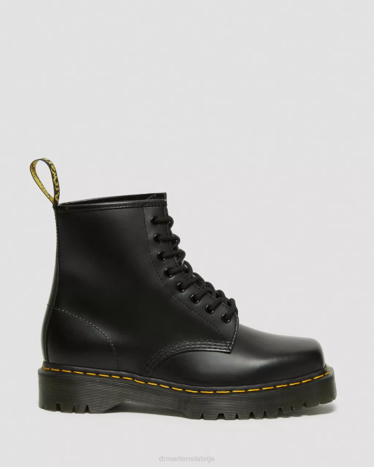 Dr. Martens apavi sievietes melni pulēti gludi 1460 Bex kvadrātveida purngals ādas šņorzābaki LHJP150
