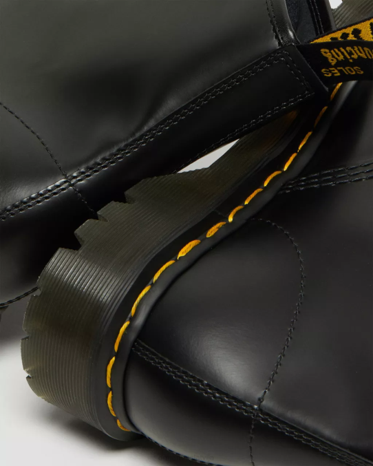 Dr. Martens apavi sievietes melni pulēti gludi 1460 Bex kvadrātveida purngals ādas šņorzābaki LHJP150