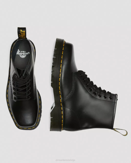 Dr. Martens apavi sievietes melni pulēti gludi 1460 Bex kvadrātveida purngals ādas šņorzābaki LHJP150