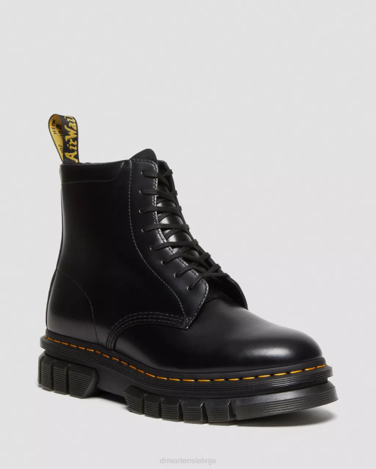 Dr. Martens apavi sievietes melni pulēti gludi rikarda gludas ādas platformas šņorzābaki LHJP136