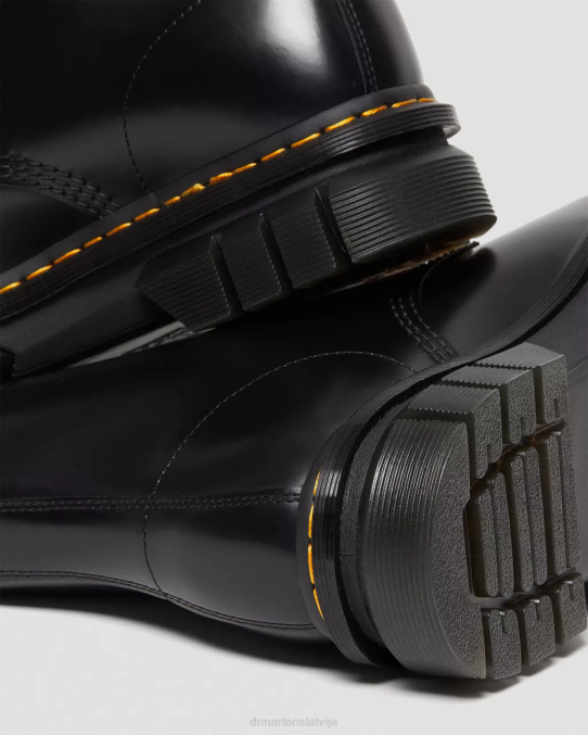 Dr. Martens apavi sievietes melni pulēti gludi rikarda gludas ādas platformas šņorzābaki LHJP136