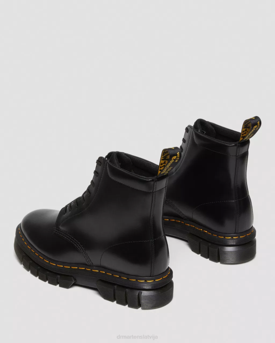 Dr. Martens apavi sievietes melni pulēti gludi rikarda gludas ādas platformas šņorzābaki LHJP136