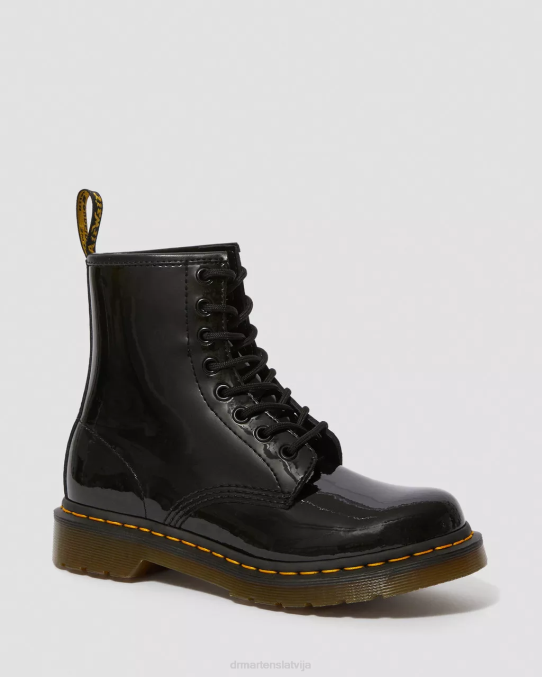 Dr. Martens apavi sievietes melns lucido & patentlampa 1460 lakādas šņorzābaki LHJP6