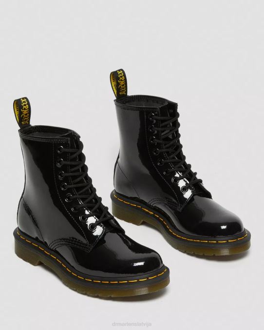 Dr. Martens apavi sievietes melns lucido & patentlampa 1460 lakādas šņorzābaki LHJP6