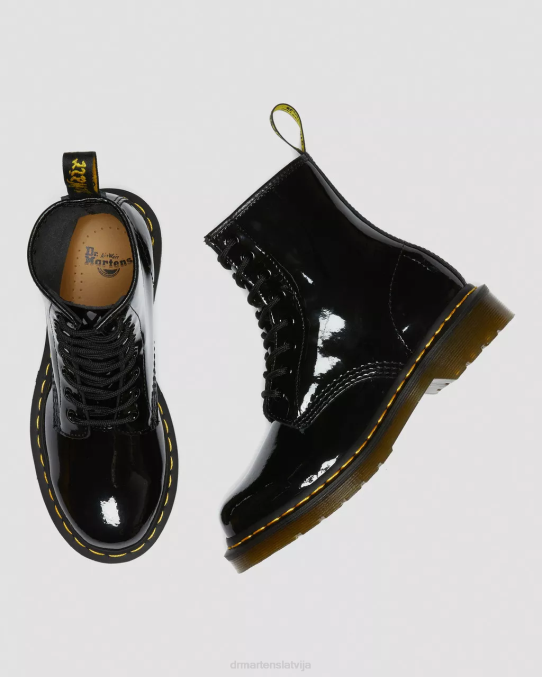 Dr. Martens apavi sievietes melns lucido & patentlampa 1460 lakādas šņorzābaki LHJP6