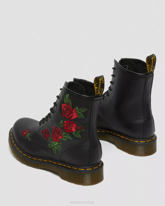 Dr. Martens apavi sievietes melns mīksts t 1460 vonda ziedu ādas šņorzābaki LHJP66