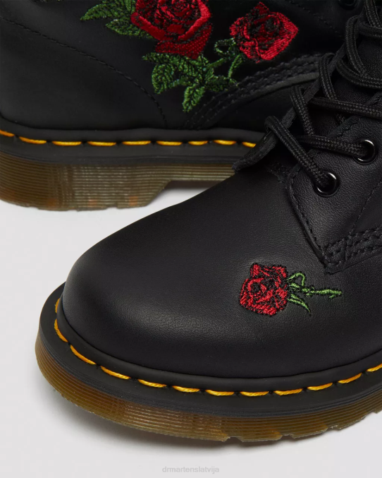 Dr. Martens apavi sievietes melns mīksts t 1460 vonda ziedu ādas šņorzābaki LHJP66