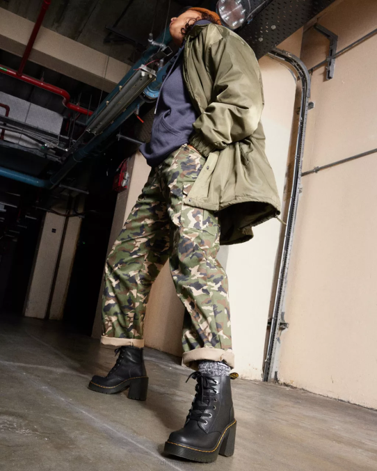 Dr. Martens apavi sievietes melns sendals jesy sendal ādas šņorzābaki ar platu papēdi LHJP59