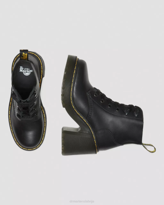 Dr. Martens apavi sievietes melns sendals jesy sendal ādas šņorzābaki ar platu papēdi LHJP59