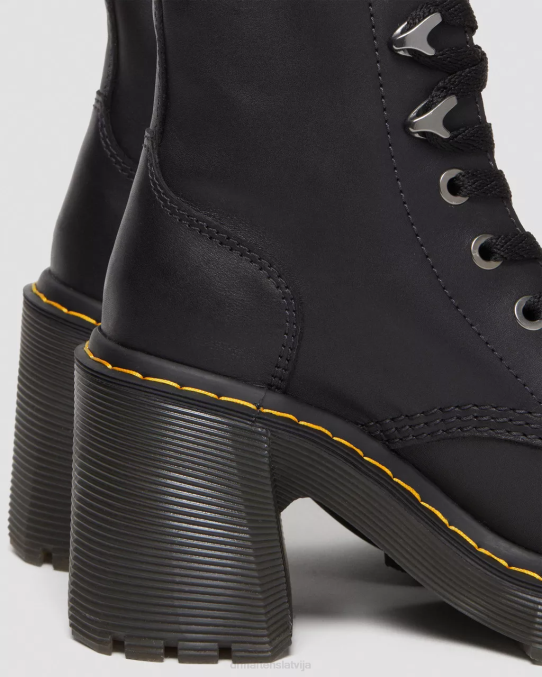 Dr. Martens apavi sievietes melns sendals jesy sendal ādas šņorzābaki ar platu papēdi LHJP59