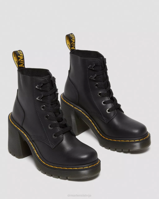 Dr. Martens apavi sievietes melns sendals jesy sendal ādas šņorzābaki ar platu papēdi LHJP59
