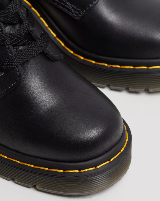 Dr. Martens apavi sievietes melns sendals jesy sendal ādas šņorzābaki ar platu papēdi LHJP59