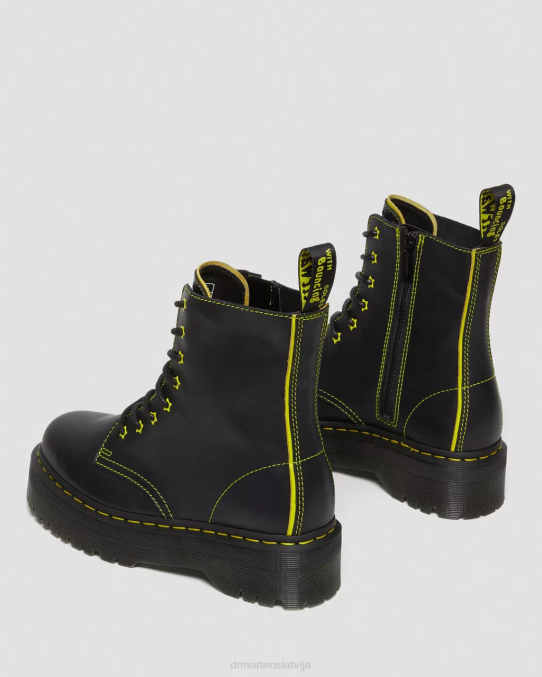 Dr. Martens apavi sievietes melns un dzeltens sendals un romario jadon ii boot neona star ādas platformas LHJP162
