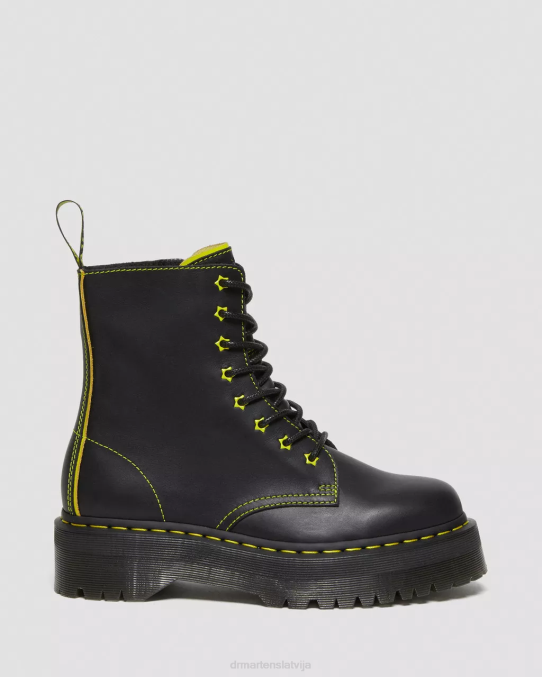 Dr. Martens apavi sievietes melns un dzeltens sendals un romario jadon ii boot neona star ādas platformas LHJP162