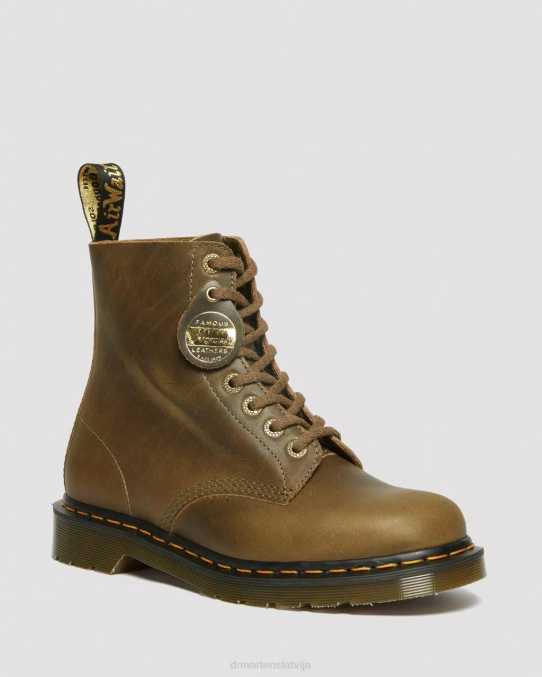 Dr. Martens apavi sievietes olīvu zars, denveras dārzeņu iedegums 1460 paskāls, izgatavots Anglijā, denveras ādas šņorzābaki LHJP116